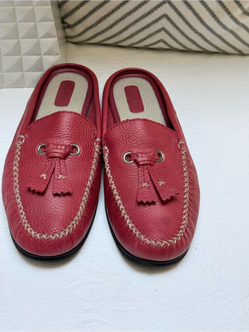 Dexter Red Leather Tassel Slip-On Loafers